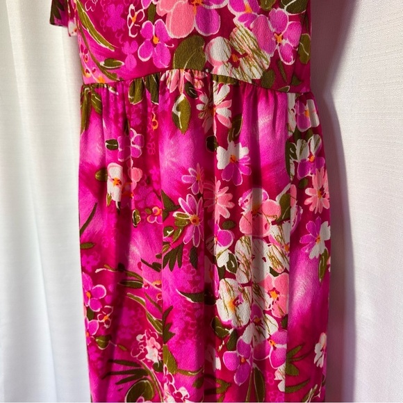 New Women's Dress S Pink Floral Maxi Boho Garden Party Barbie Handmade Vacation - Picture 4 of 11
